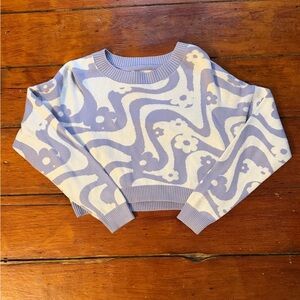 Hollister Purple and White Retro Patterned Sweater